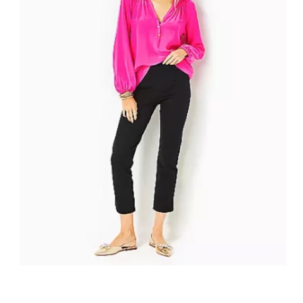 Lilly Pulitzer 0 EUC Black Straight Leg trouser Pants Cropped Style